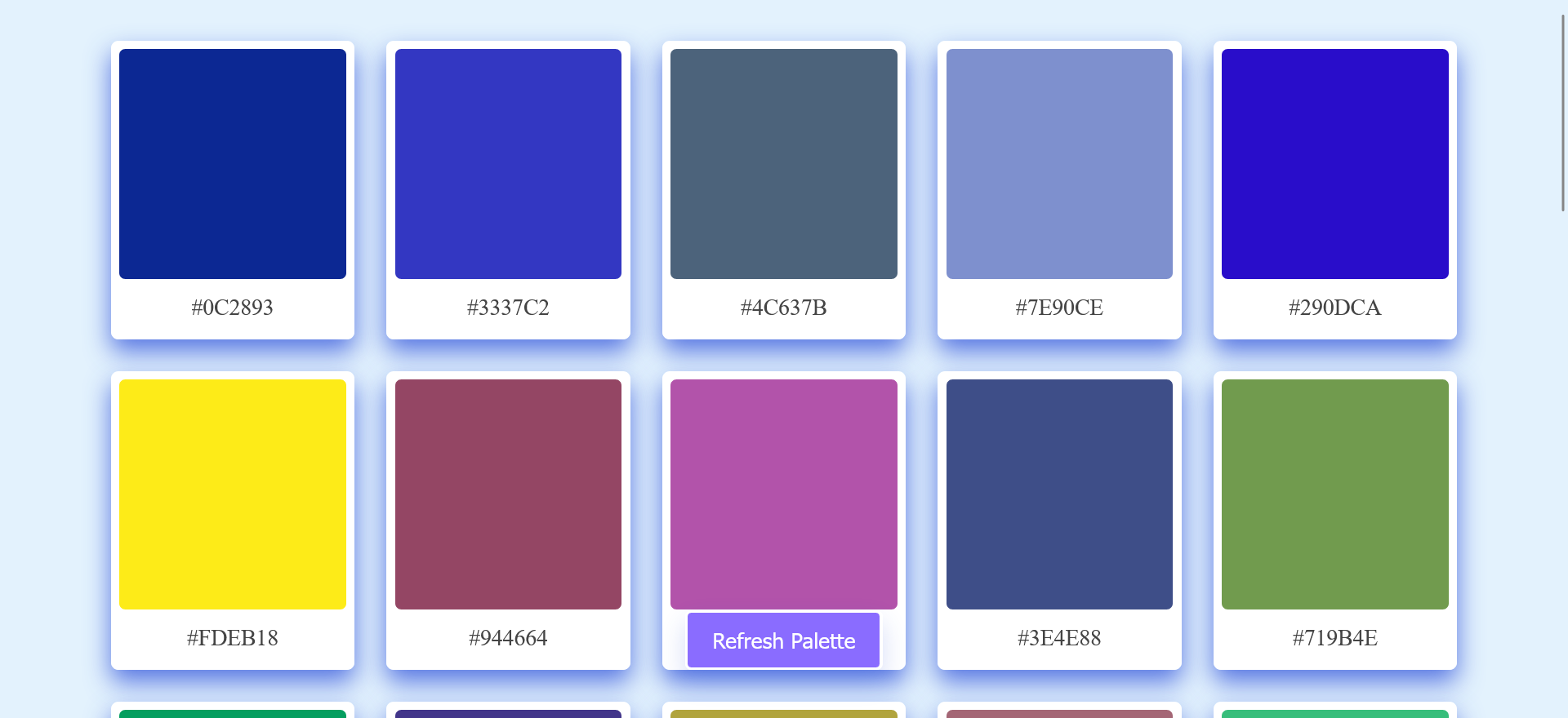 random palette color generator